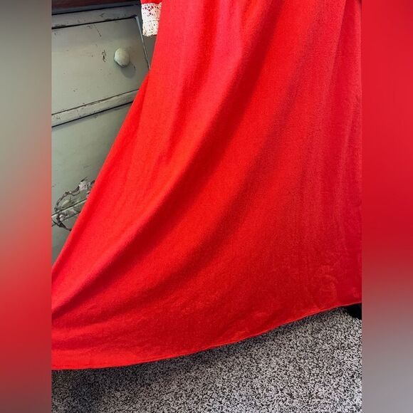 Vintage 60s 70s Gunne Sax Style Red Cream Crochet Peasant Hippie Maxi Dress - Picture 5 of 16